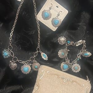 NWT Brighton “Southwest Dream” set - turquoise silver necklace bracelet earrings